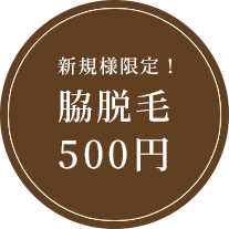 新規様限定!脇脱毛500円